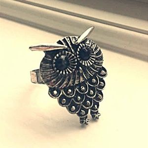 Owl Ring, Black & Silver
